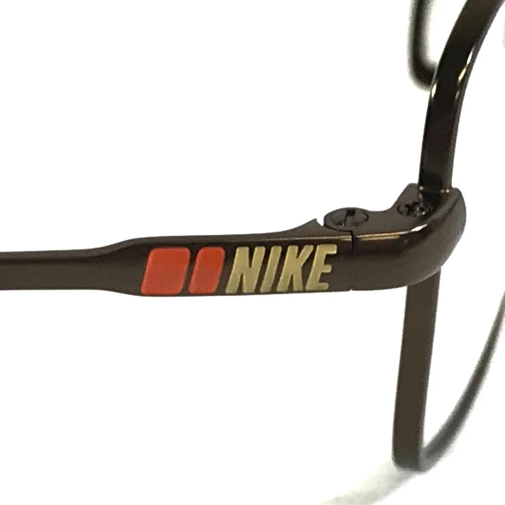 Nike Eyeglasses Frames 8025 215 Bronze Brown Rectangle Wire Rim 54-17-140